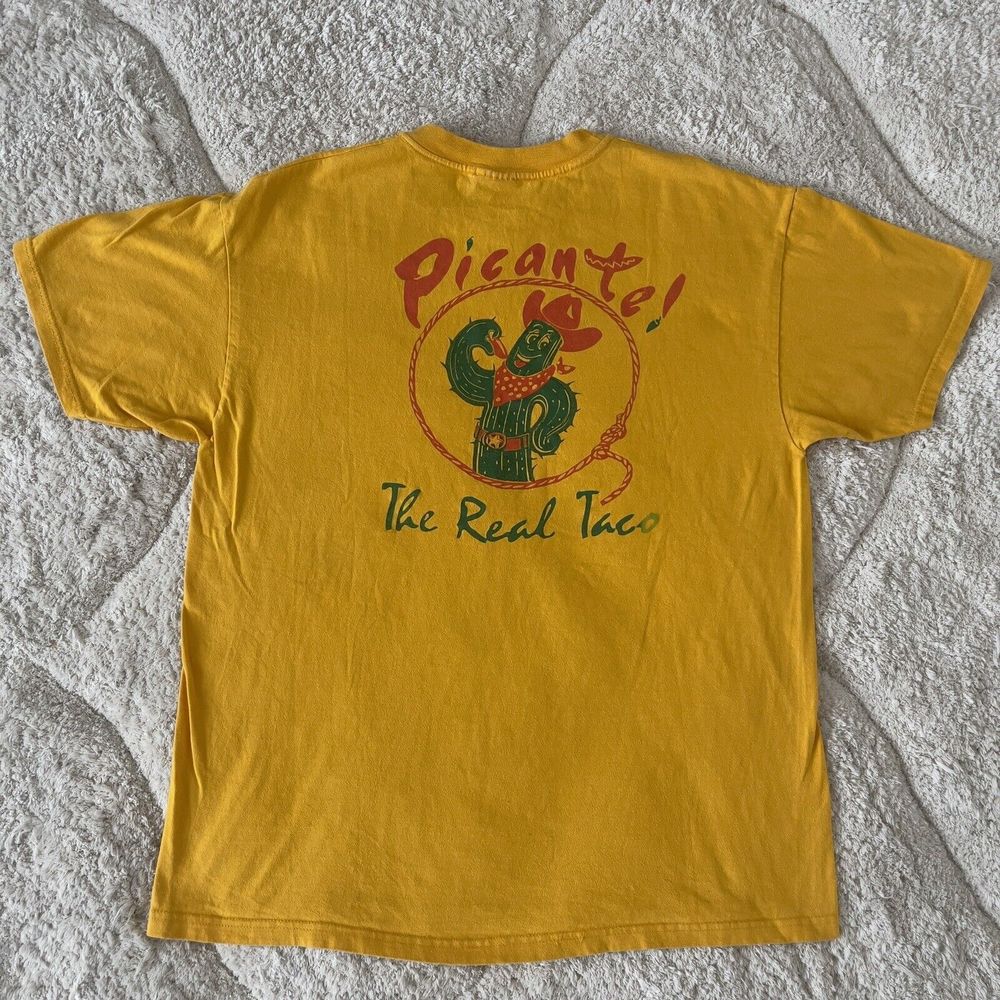 Picante The Real Taco Graphic Promo T Shirt Tee Hanes Beefy US Made Men XL EUC